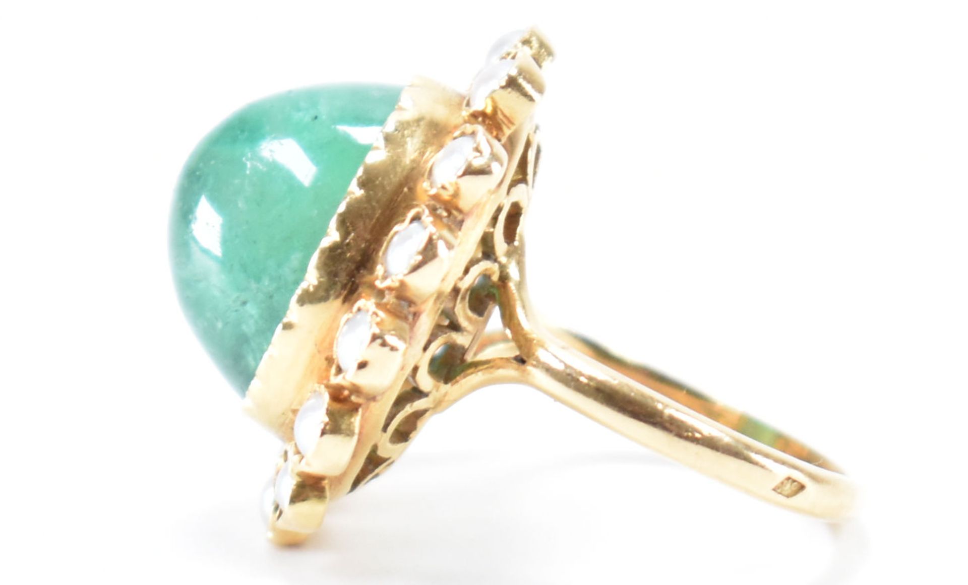 FRENCH 18CT GOLD EMERALD & PEARL CLUSTER RING - Bild 2 aus 9