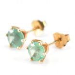 PAIR OF GOLD & EMERALD STUD EARRINGS