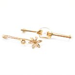 TWO GOLD BROOCH PINS