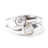 HALLMARKED WHITE GOLD & WHITE STONE RING