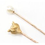 TWO ANTIQUE GOLD STICK PINS