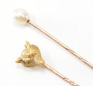 TWO ANTIQUE GOLD STICK PINS