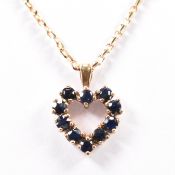 HALLMARKED 9CT GOLD STONE SET HEART PENDANT & CHAIN NECKLACE