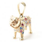 HALLMARKED 9CT GOLD & STONE SET BULLDOG PENDANT CHARM