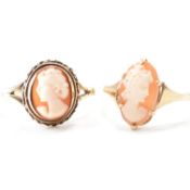 TWO HALLMARKED 9CT GOLD CAMEO RINGS