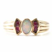HALLMARKED 9CT GOLD OPAL & RUBY RING