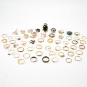 LARGE COLLECTION OF YELLOW METAL RINGS