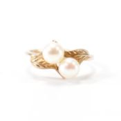 HALLMARKED 9CT GOLD & PEARL CROSSOVER RING