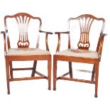 PAIR OF 18TH CENTURY GEORGE III MAHOGANY CARVER CHAIRS