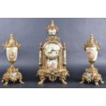 20TH CENTURY GILT ORMOLU & PORCELAIN MANTEL CLOCK