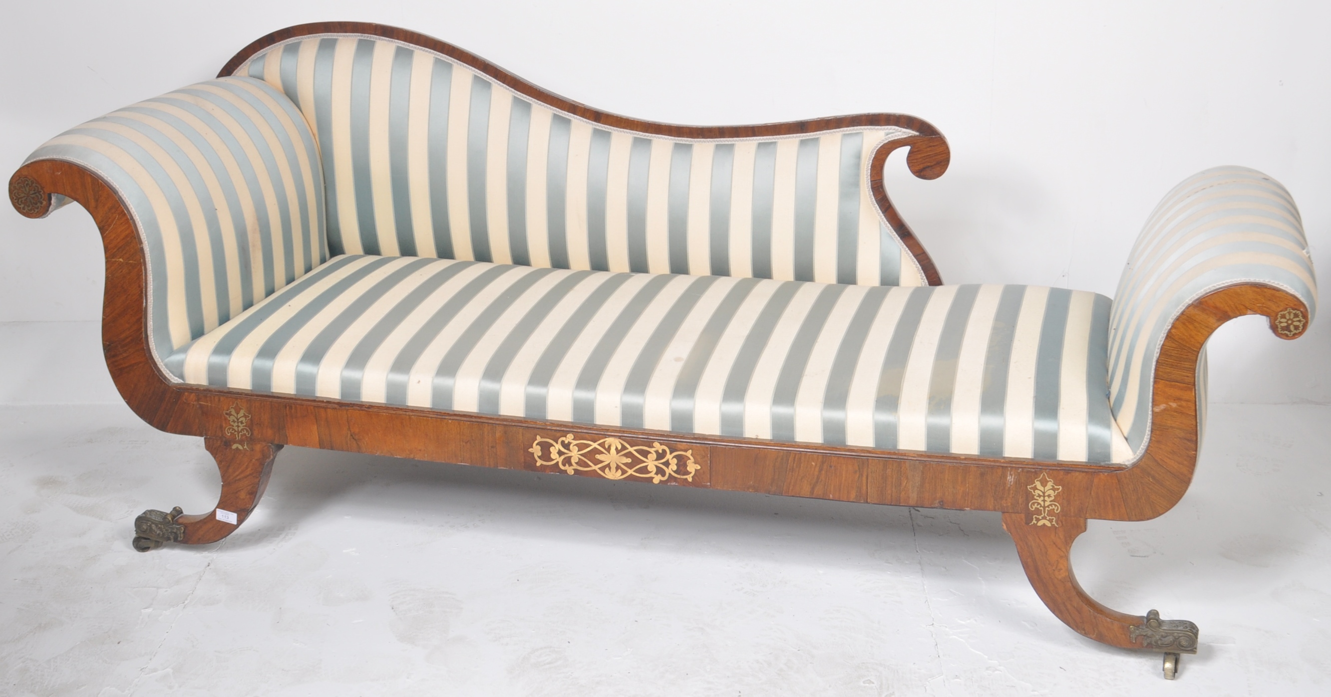 REGENCY GILLOW MANNER ROSEWOOD & BRASS CHAISE - Image 2 of 11