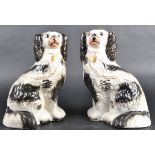 PAIR OF 19TH CENTURY STAFFORDSHIRE FIRESIDE SPANIELS