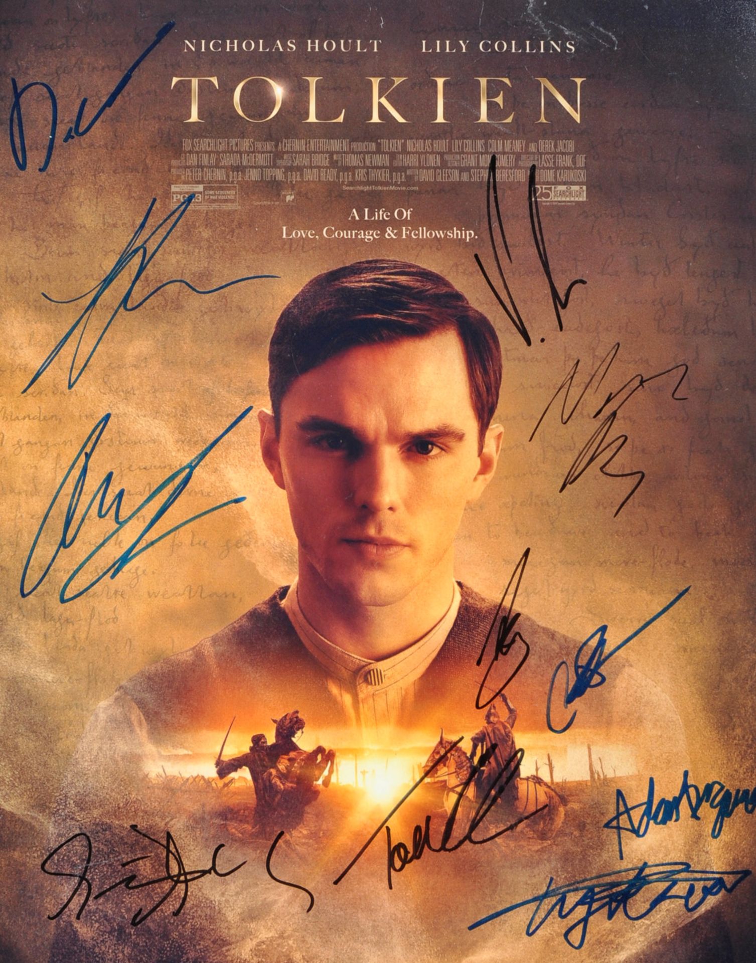 TOLKIEN (2019) - CAST MULTI-SIGNED - 11X14 POSTER -AFTAL