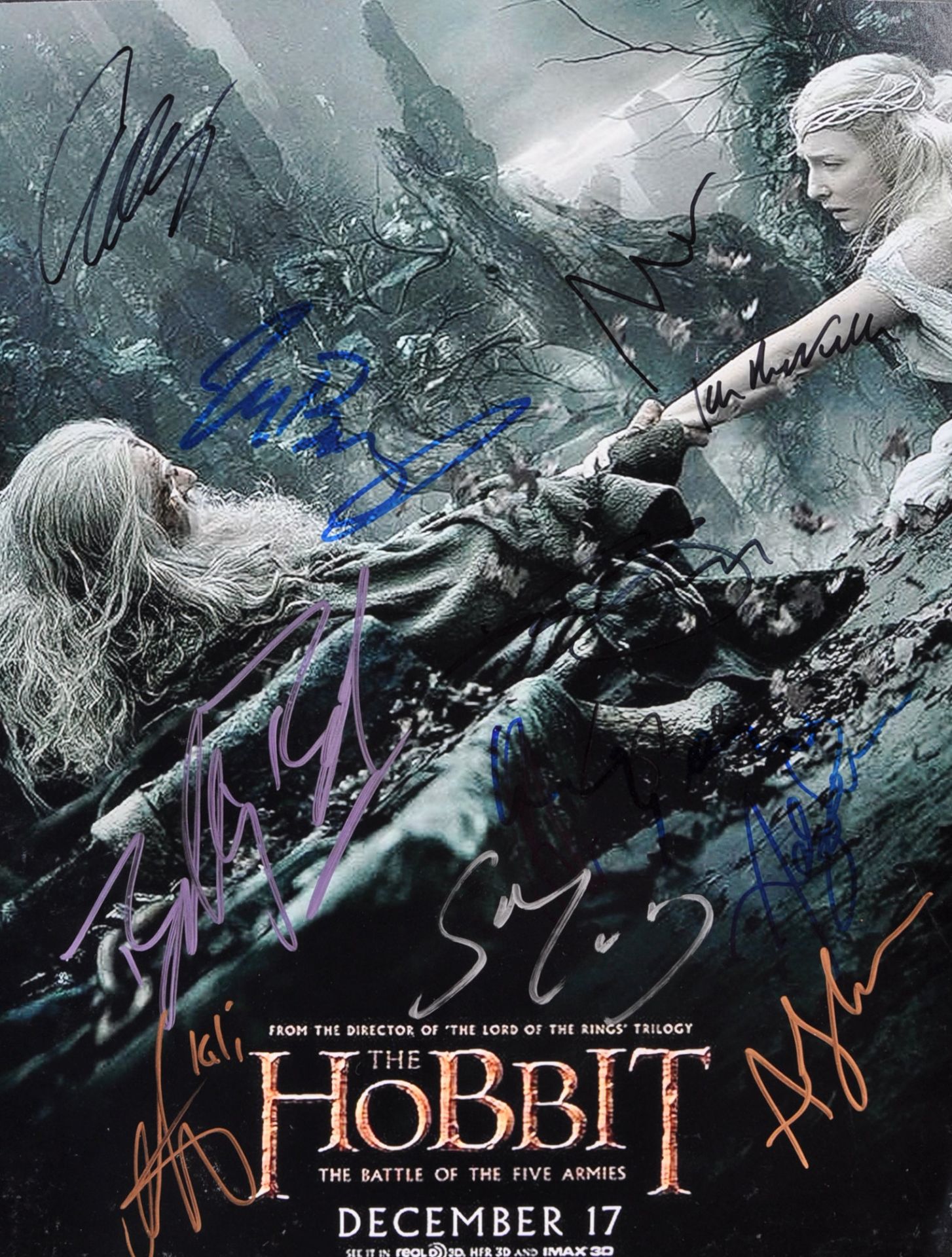 THE HOBBIT - CAST MULTI-SIGNED - 16X12 SIGNED POSTER - AFTAL