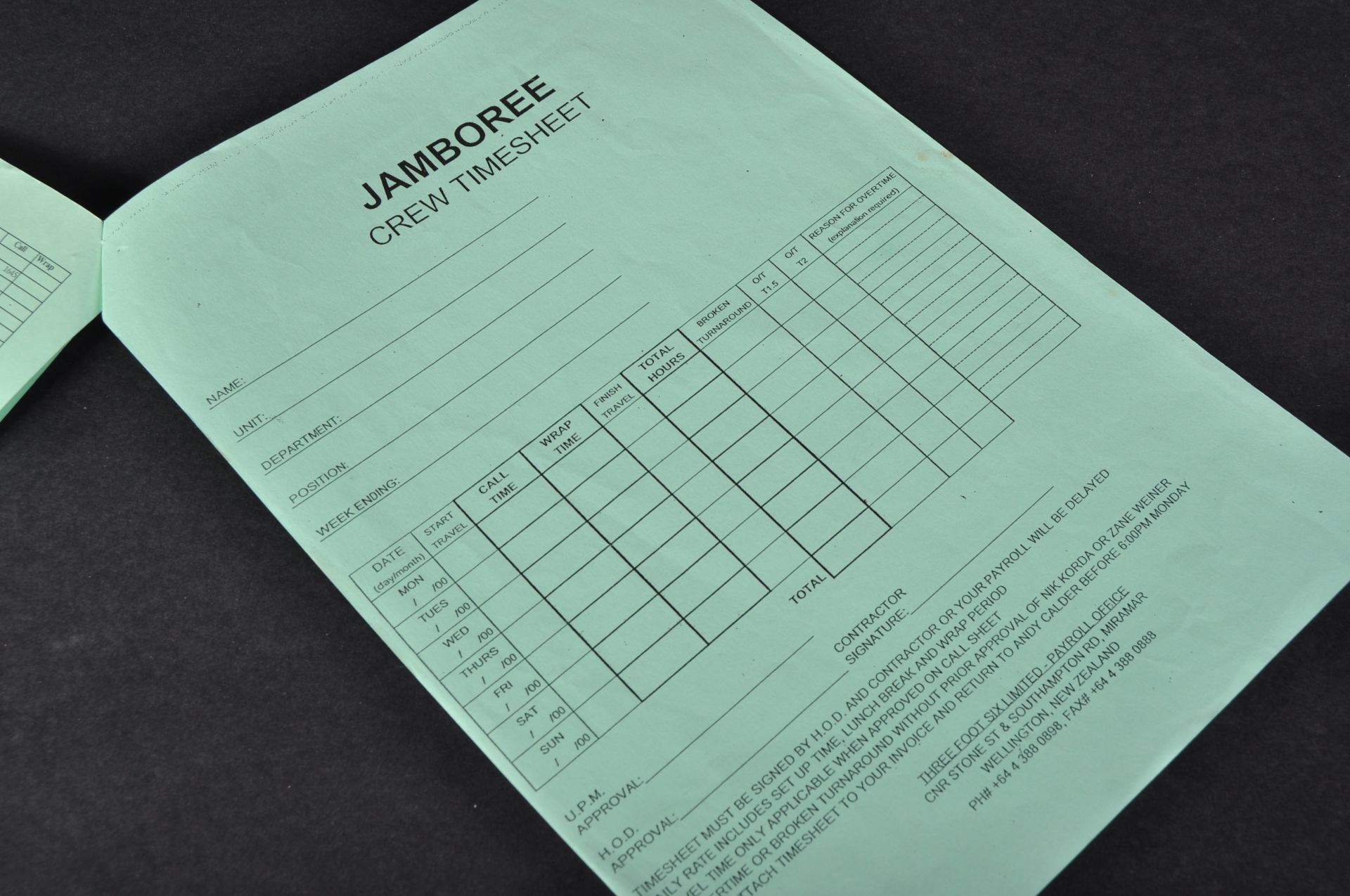 LORD OF THE RINGS - PRODUCTION USED "JAMBOREE" CALL SHEET - Bild 7 aus 7