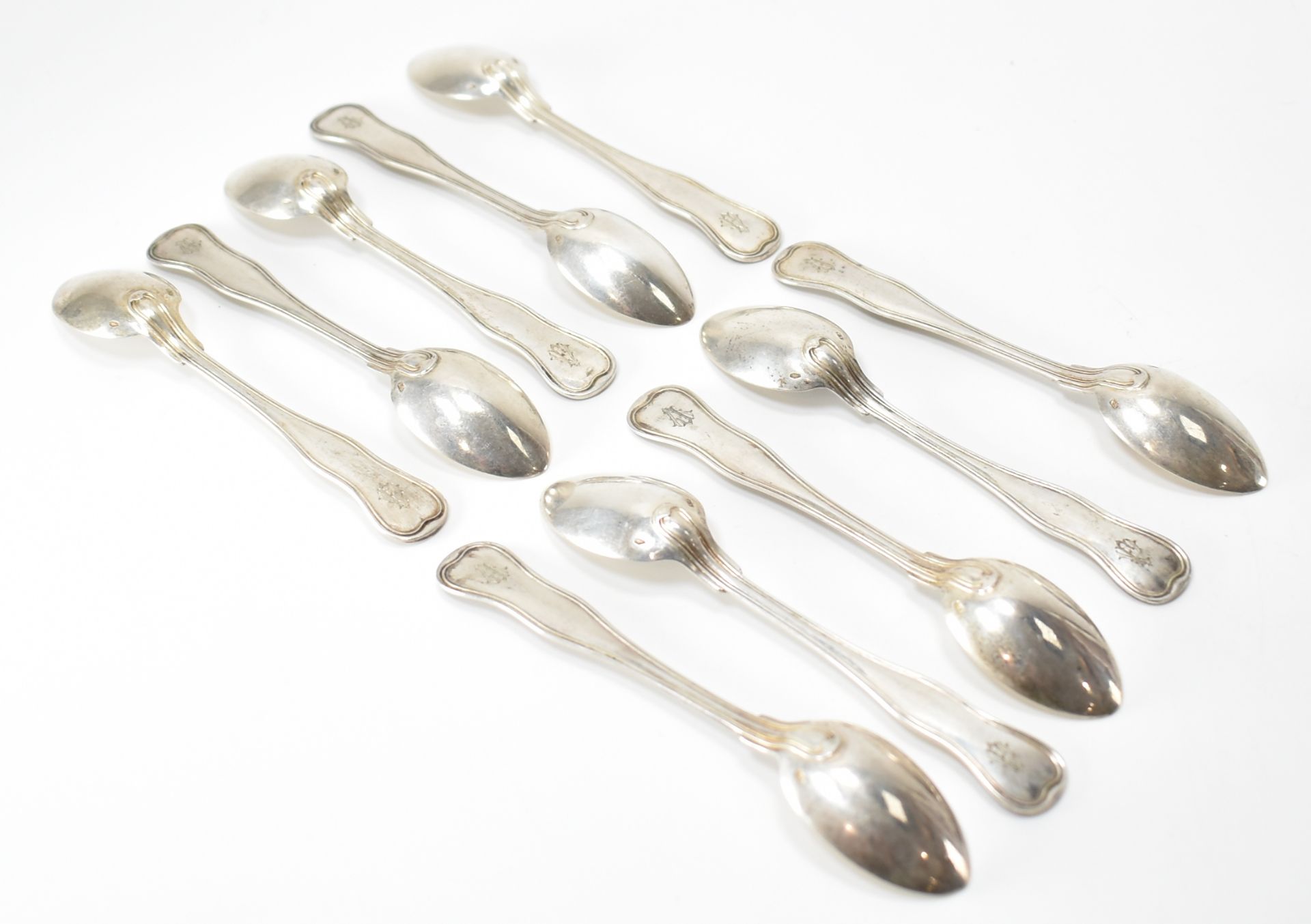 SET OF 10 ANTIQUE AUSTRO HUNGARIAN SILVER TEASPOONS - Image 4 of 6