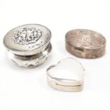 THREE HALLMARKED SILVER LIDDED TRINKET BOXES