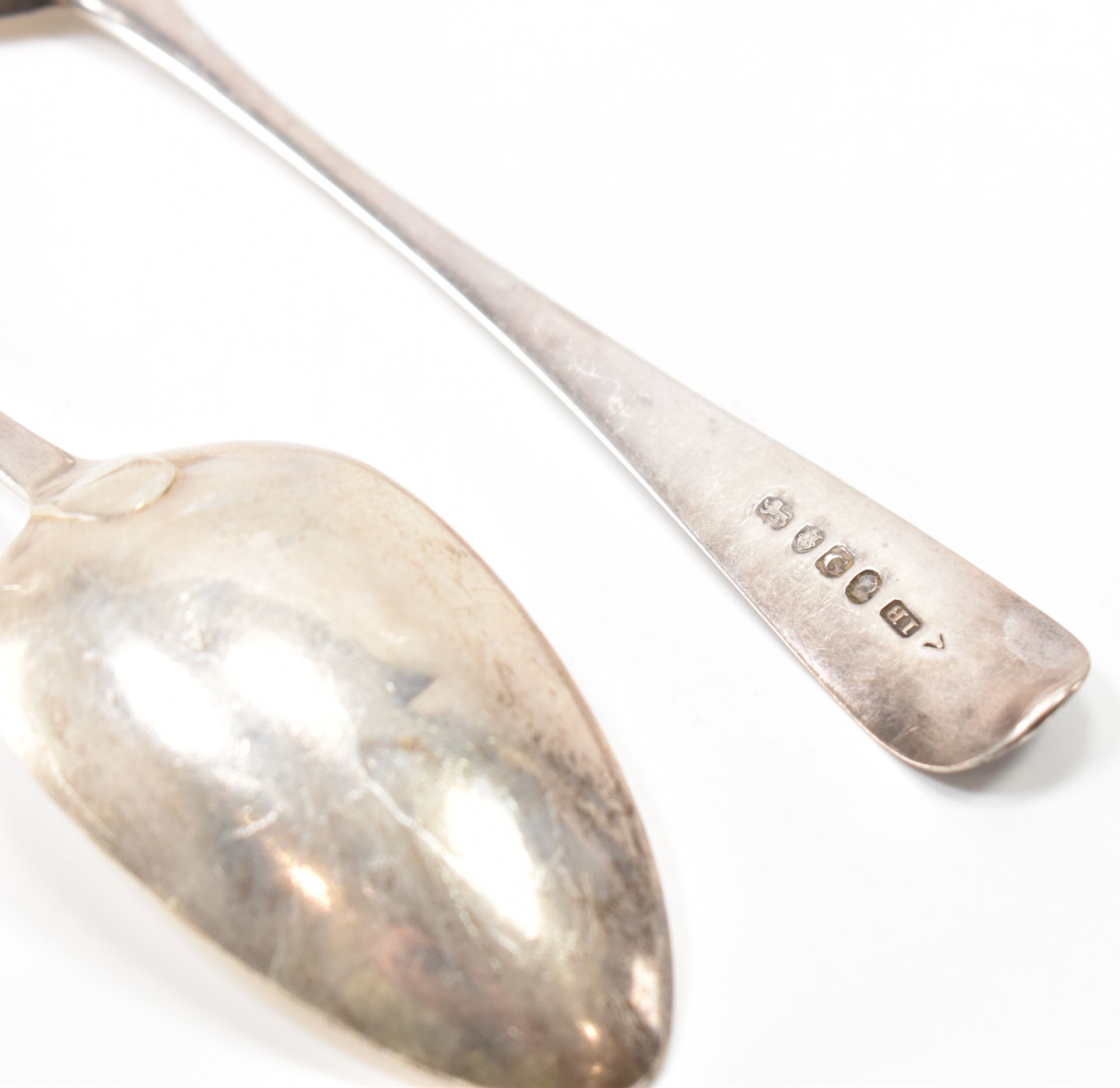 TWO GEORGIAN SILVER HALLMARKED SERVING SPOONS - Image 3 of 4