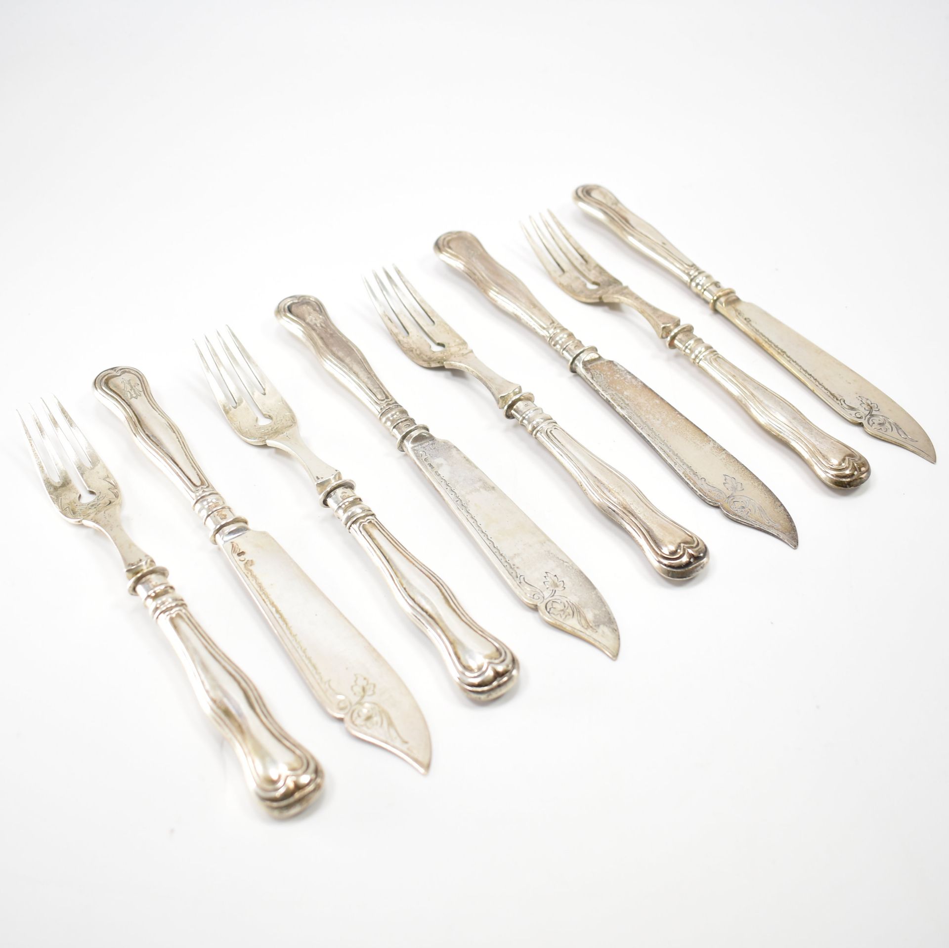 4 PERSON AUSTRO HUNGARIAN SILVER FISH FLAT WARE