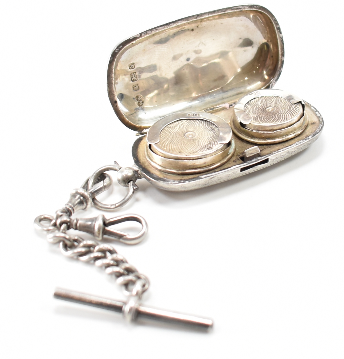 HALLMARKED SILVER SOVEREIGN CASE & FOB CHAIN - Image 2 of 5