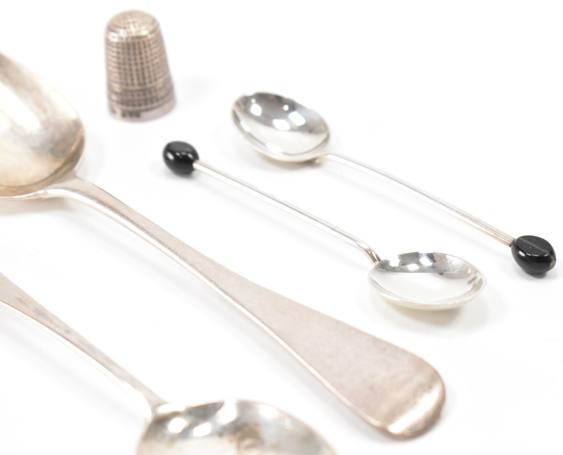 SELECTION OF SILVER SPOONS & THIMBLE - Image 2 of 4