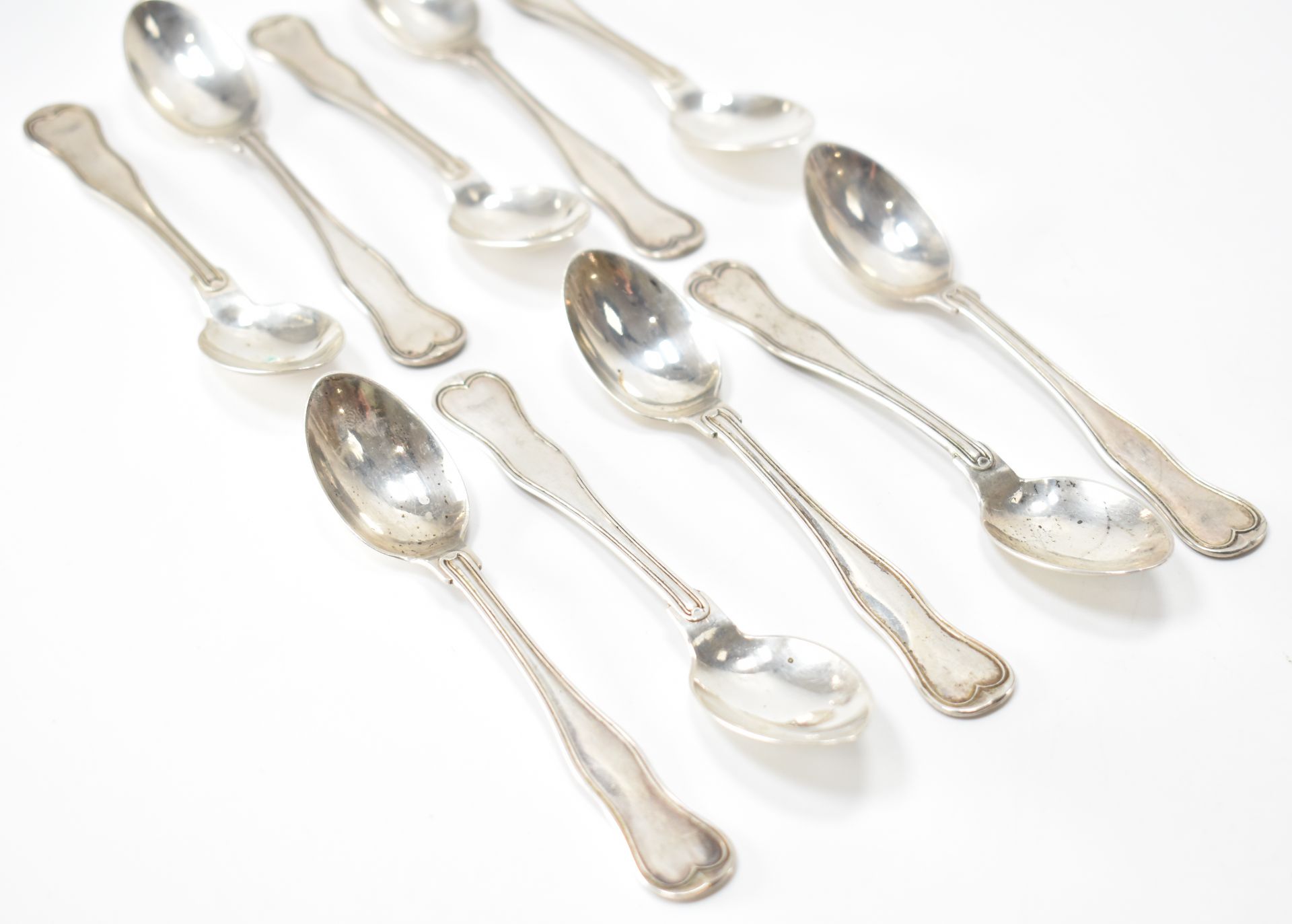 SET OF 10 ANTIQUE AUSTRO HUNGARIAN SILVER TEASPOONS - Image 3 of 6