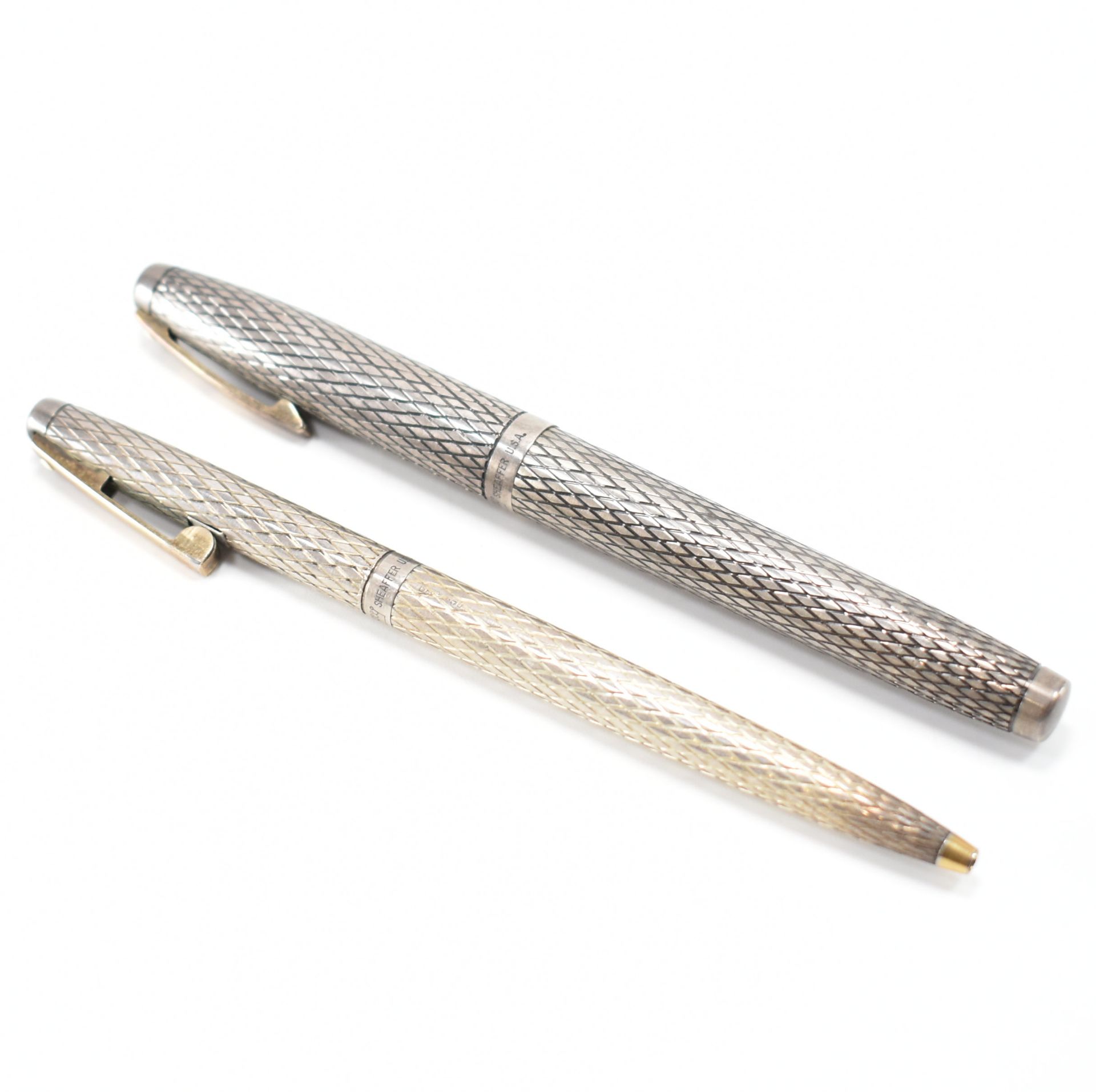 TWO VINTAGE SILVER SHEAFFER PENS