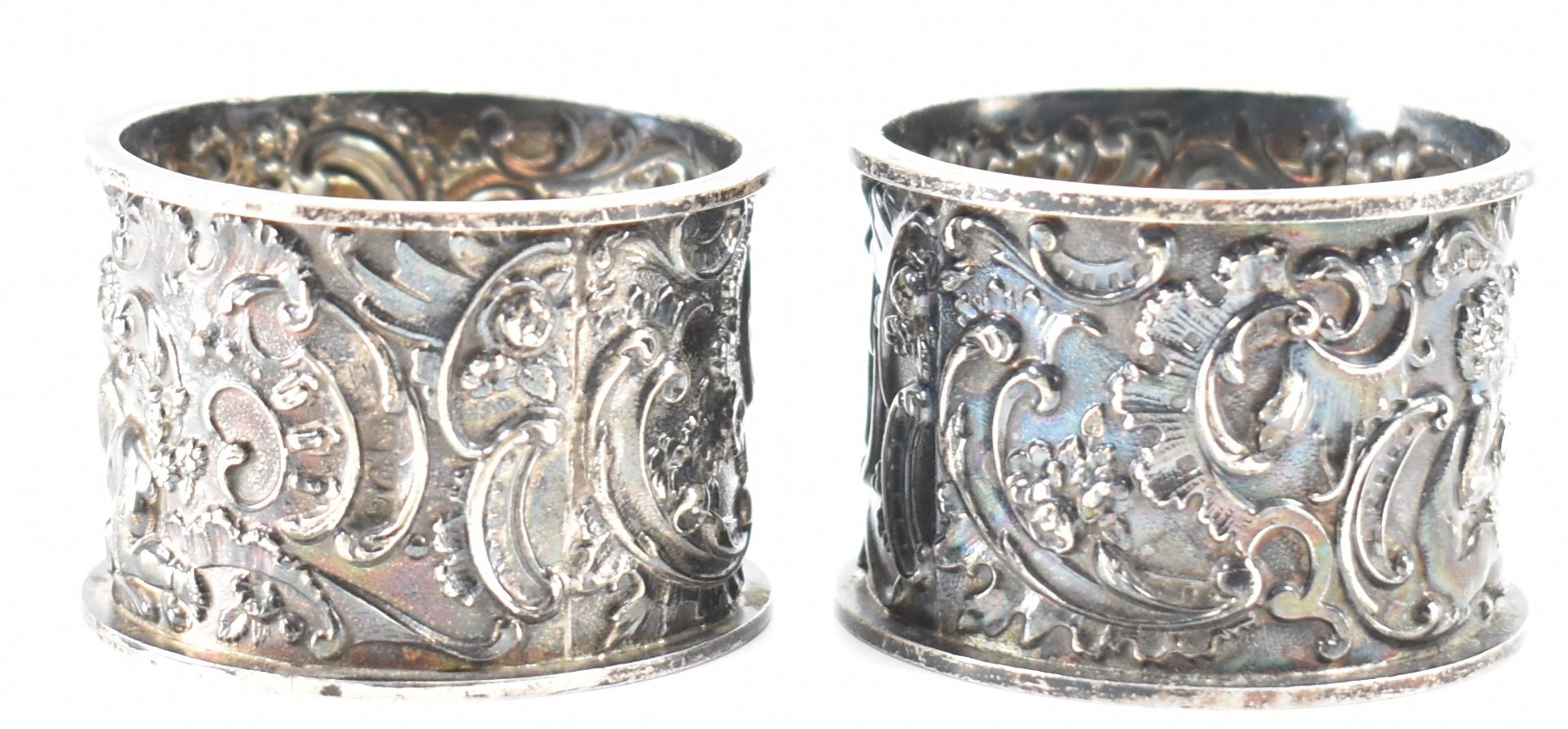 EDWARDIAN SILVER HALLMARKED NAPKIN RINGS - Bild 3 aus 5