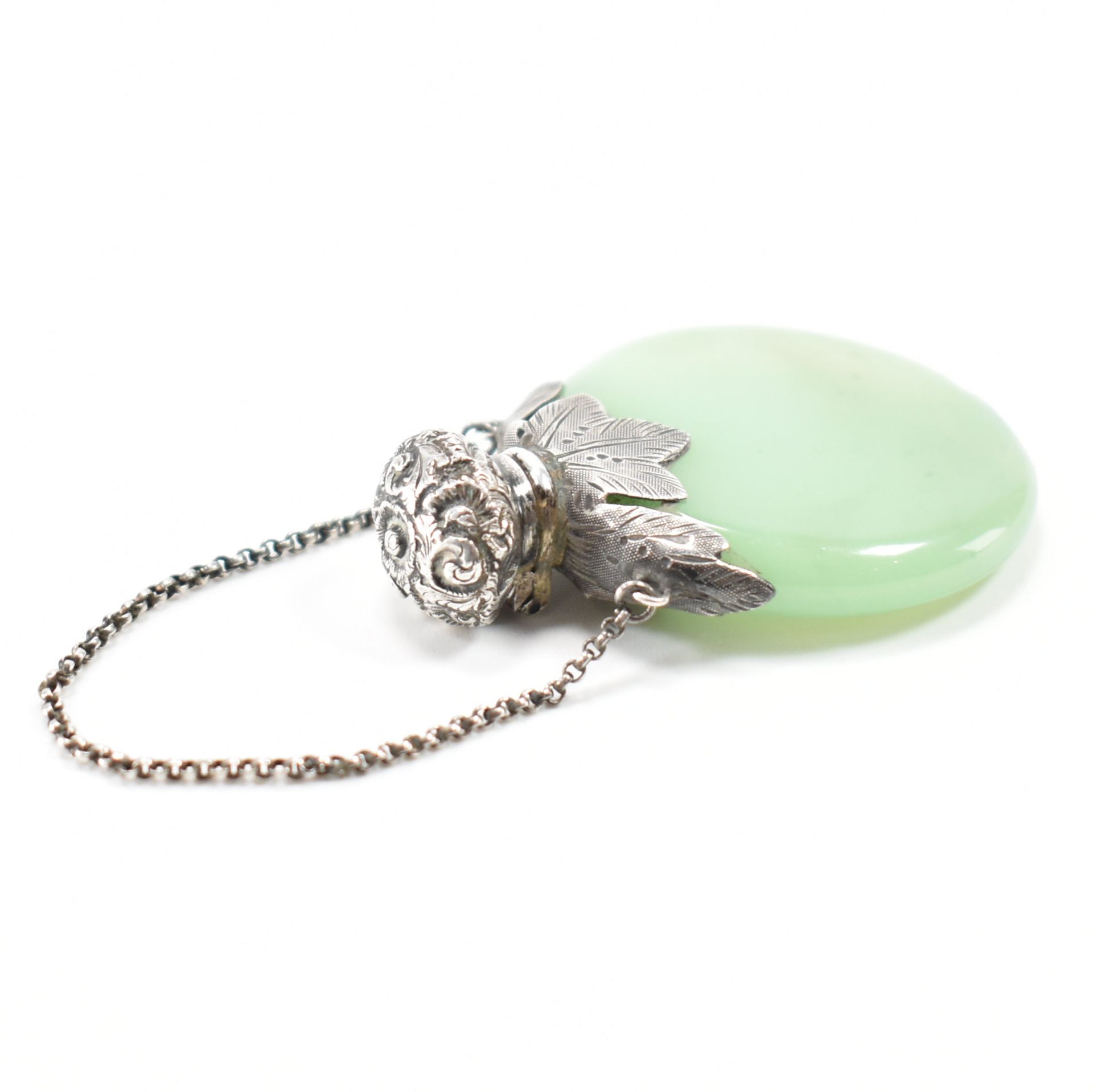 ANTIQUE JADE & SILVER SCENT BOTTLE