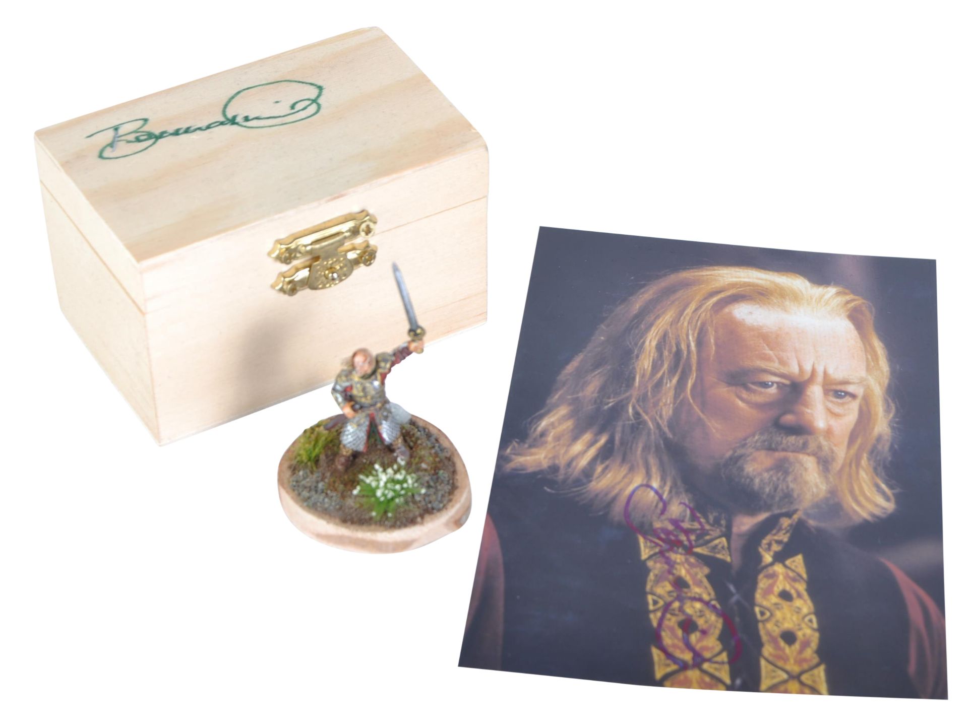 COLLECTION OF BERNARD HILL - LOTR - FAN MADE MINIATURE & AUTOGRAPH