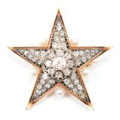 EARLY 20TH CENTURY DIAMOND & PEARL STAR BROOCH