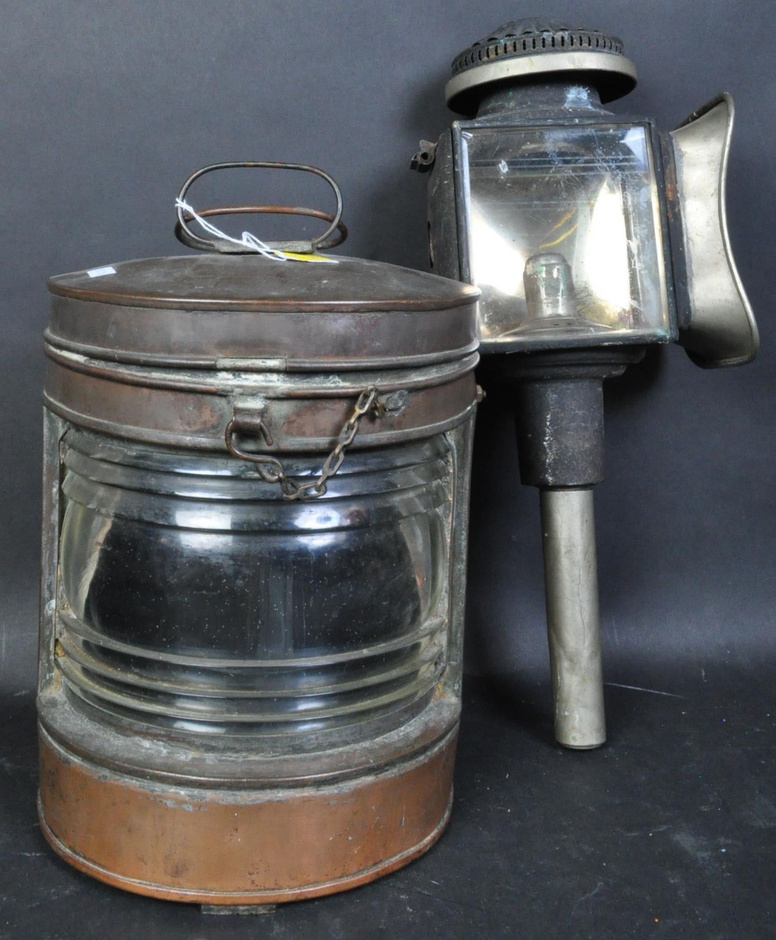 19TH CENTURY COACHING LAMP & SHIPS LANTERN