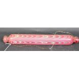 VICTORIAN NAILSEA GLASS ROLLING PIN IN PINK & WHITE STRIPES