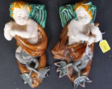 TWO EARLY 20TH CENTURY MAJOLICA CERAMIC WALL PLAQUES