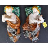 TWO EARLY 20TH CENTURY MAJOLICA CERAMIC WALL PLAQUES