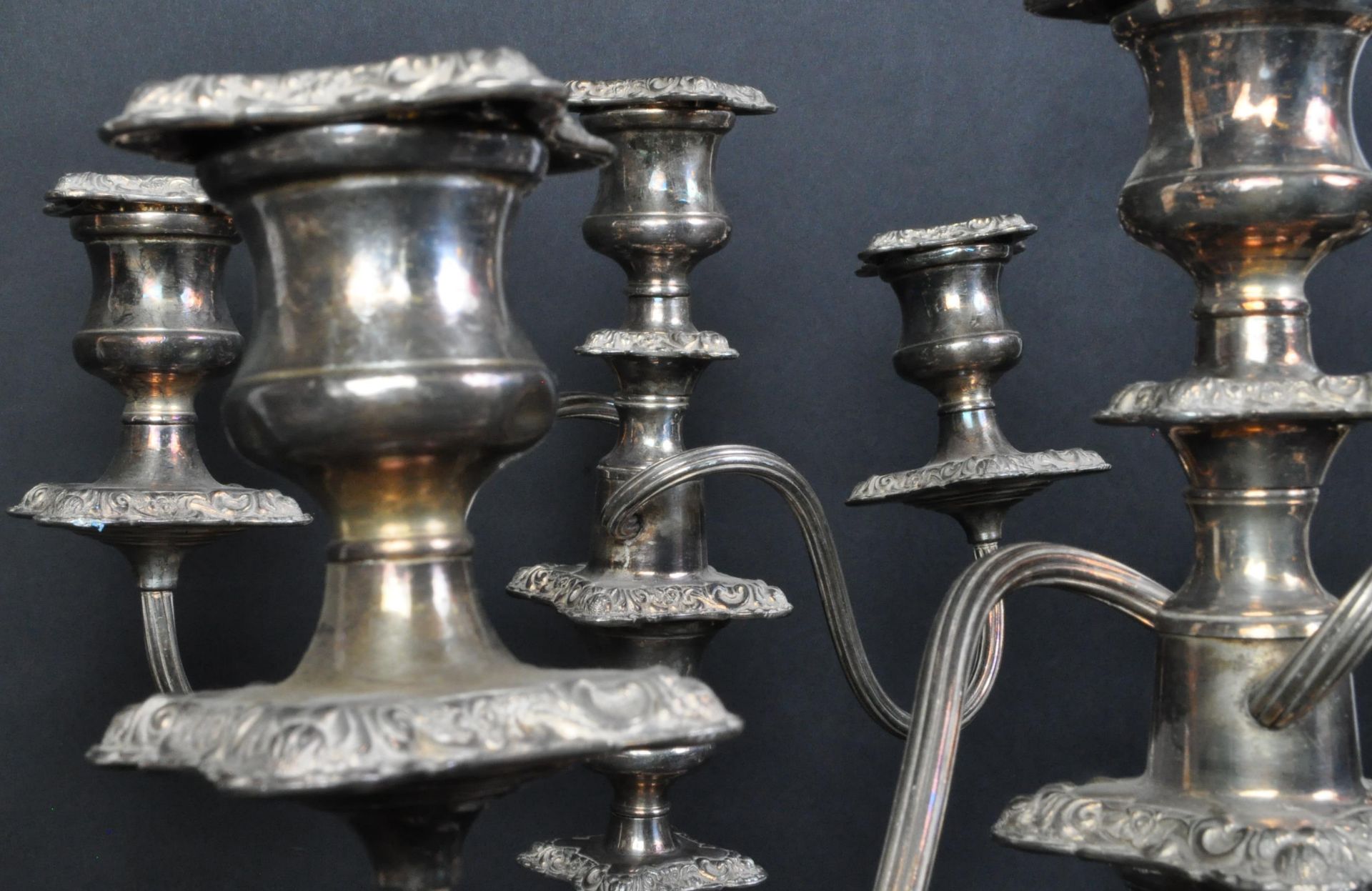 PAIR OF VINTAGE SILVER PLATED CANDLESTICK CANDELABRAS - Image 5 of 5