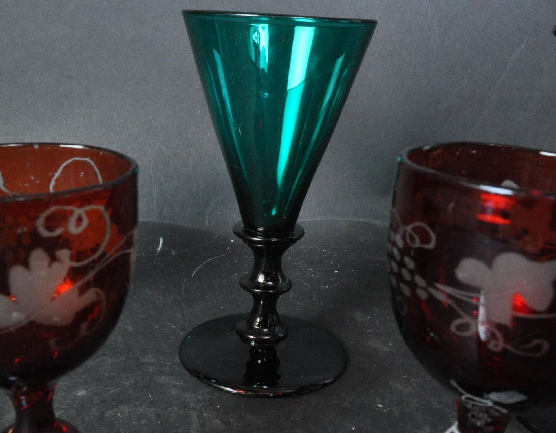 19TH CENTURY GLASS - BRISTOL BLUE - RUBY GLASS - Image 6 of 6