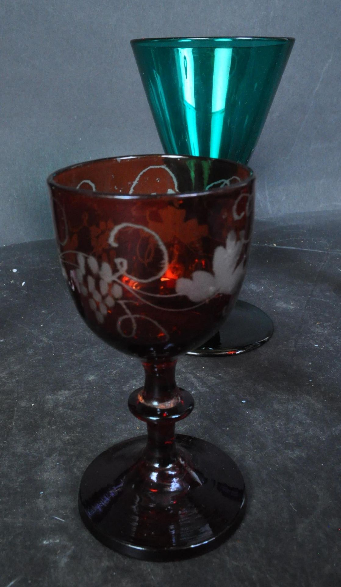 19TH CENTURY GLASS - BRISTOL BLUE - RUBY GLASS - Image 3 of 6