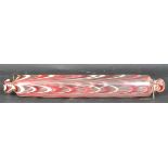 VICTORIAN NAILSEA GLASS ROLLING PIN IN PINK & WHITE STRIPES