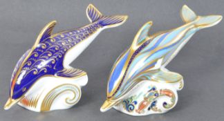 ENGLISH ROYAL CROWN DERBY - PAIR OF DOLPHINS
