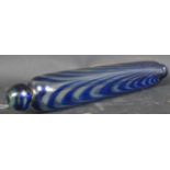 VICTORIAN NAILSEA GLASS ROLLING PIN IN COBALT STRIPES