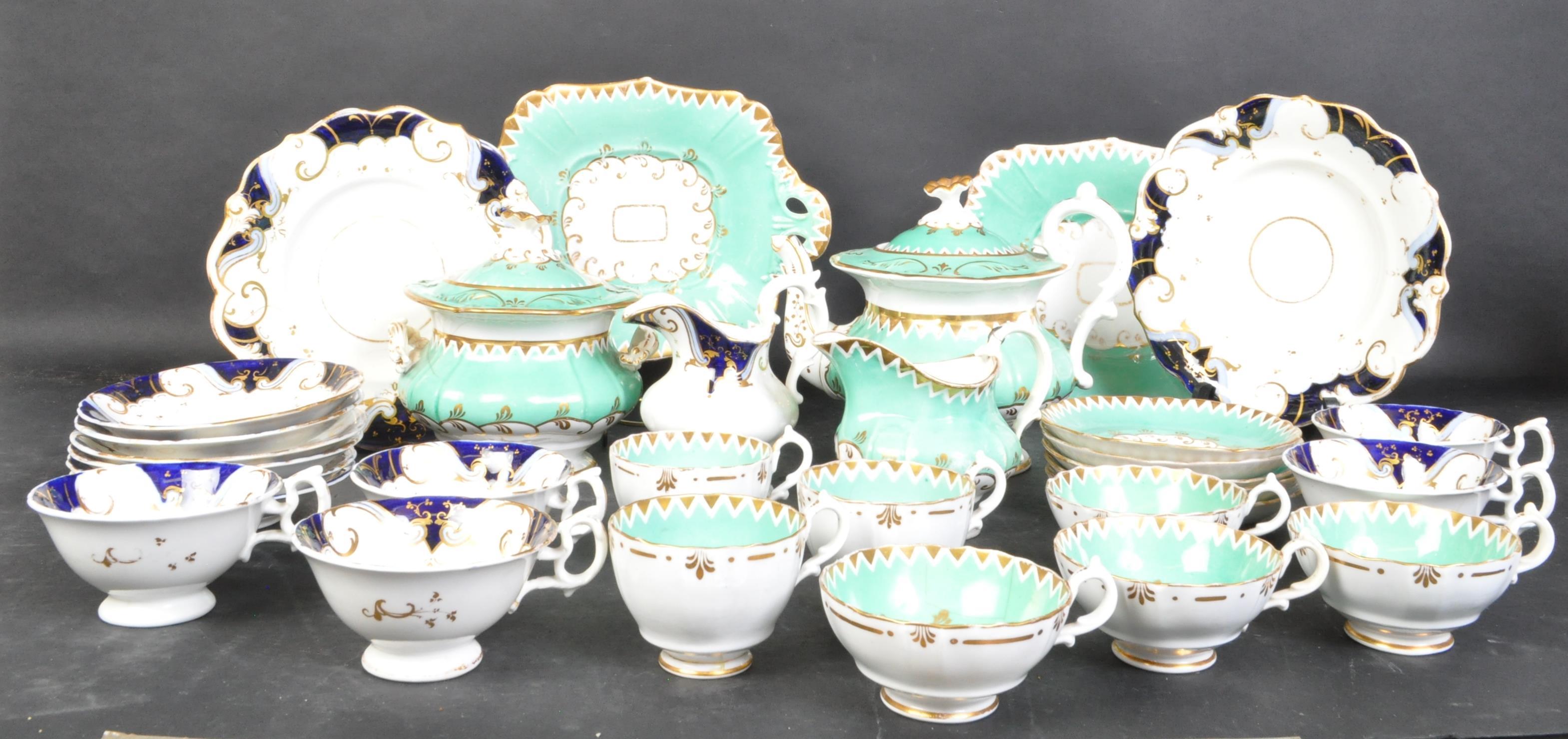 TWO 19TH CENTURY BONE CHINA TEA SERVICES - WORCESTER - STAFFORDSHIRE