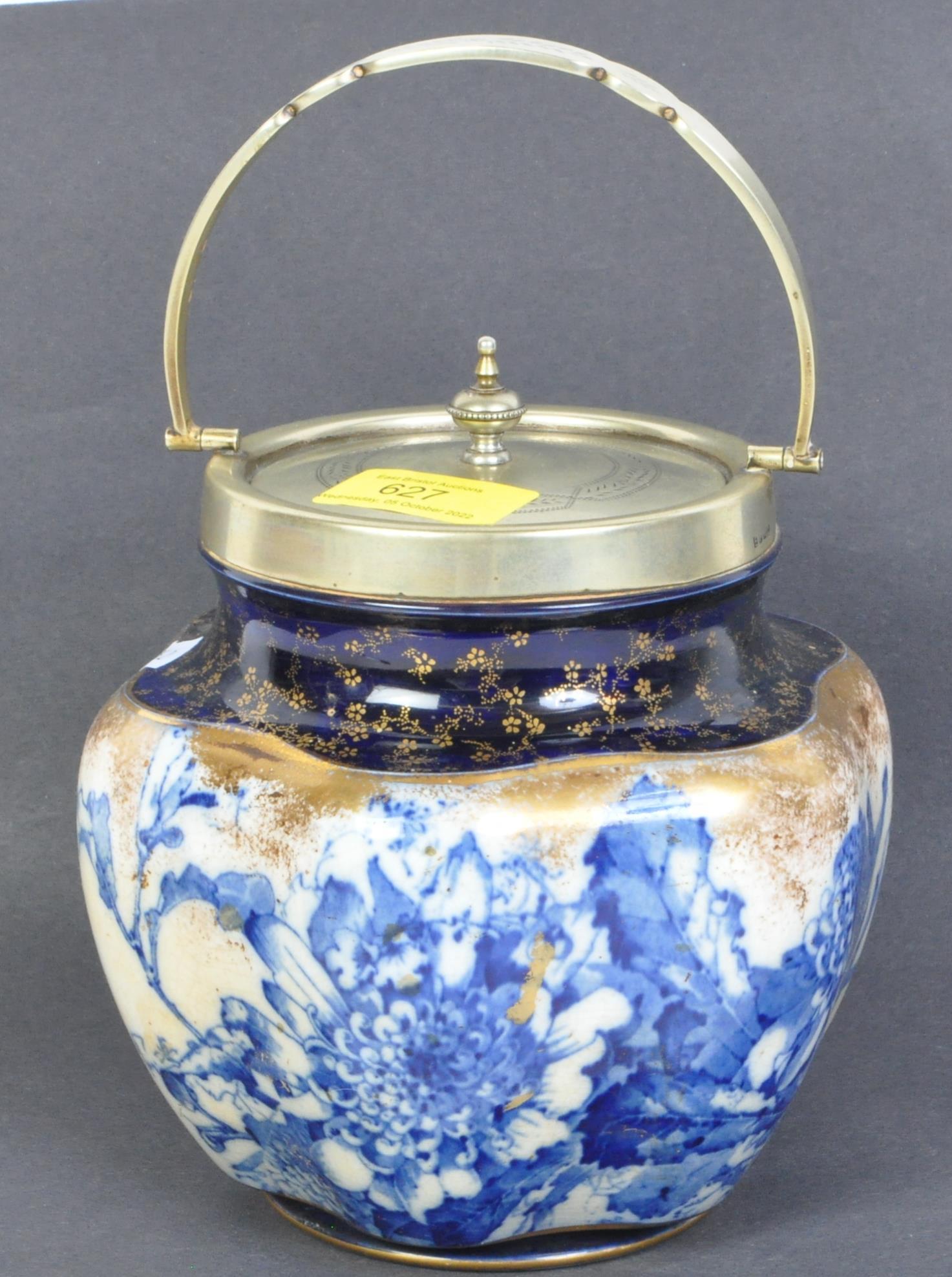 DOULTON BURSLEM - 19TH CENTURY CHINA & SILVER PLATE CADDY