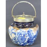 DOULTON BURSLEM - 19TH CENTURY CHINA & SILVER PLATE CADDY