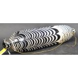 VICTORIAN NAILSEA GLASS ROLLING PIN IN BLACK & WHITE STRIPES