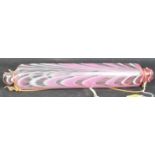 VICTORIAN NAILSEA GLASS ROLLING PIN IN WHITE & PINK STRIPES