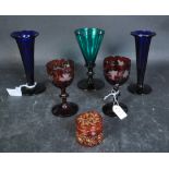 19TH CENTURY GLASS - BRISTOL BLUE - RUBY GLASS