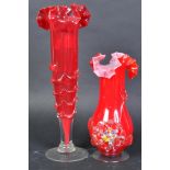 TWO RETRO MURANO STYLE HAND BLOWN GLASS VASES