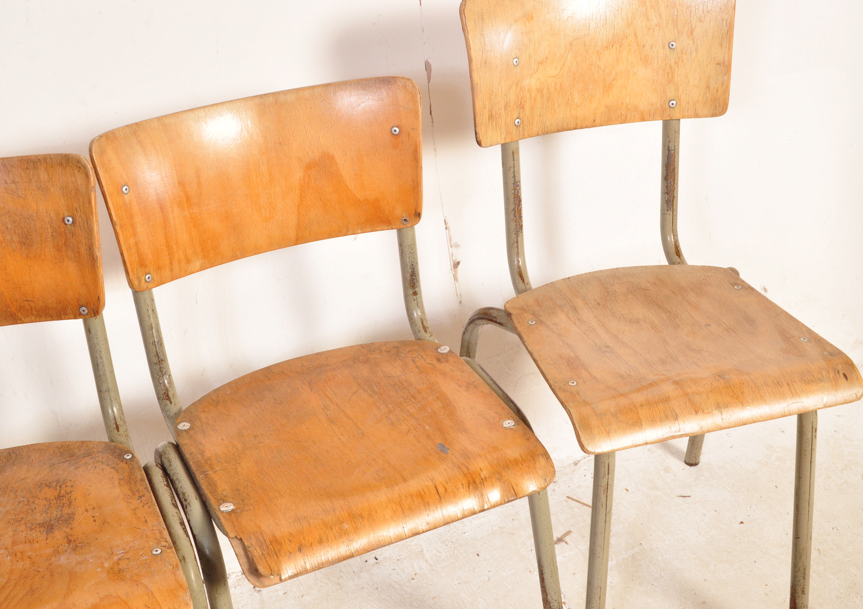 FIVE MID CENTURY INDUSTRIAL CAFE DINING CHAIRS - Image 3 of 4