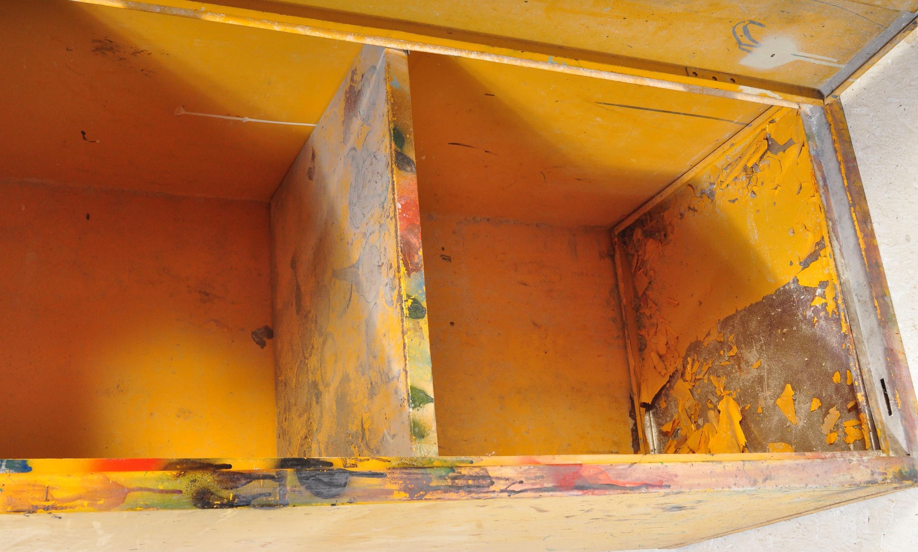 MID CENTURY YELLOW METAL FLAMMABLE LIQUID CABINET - Image 5 of 5